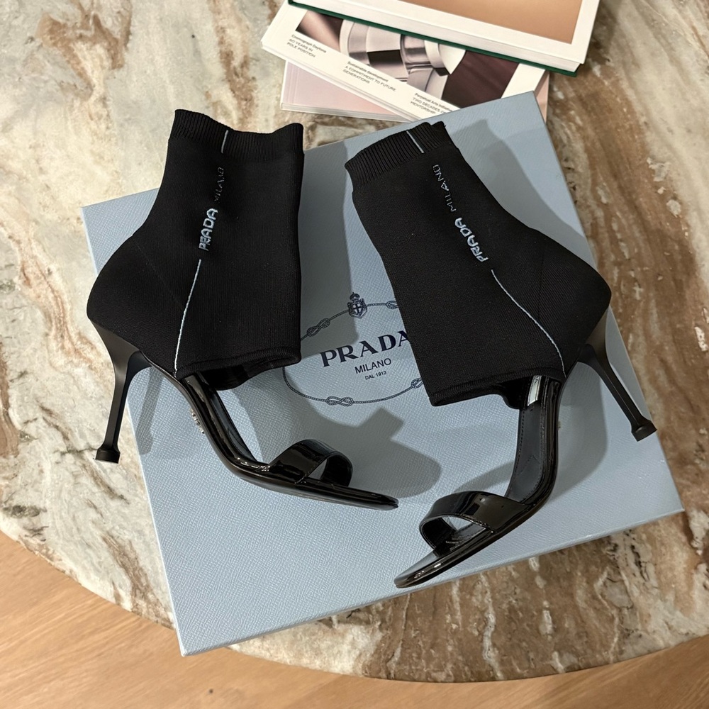 ❣️SALE Prada Black Stretch Knit Heels